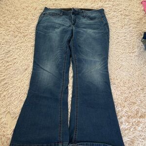 Democracy Dark Blue Flare Jeans. Like new. Great stretch.